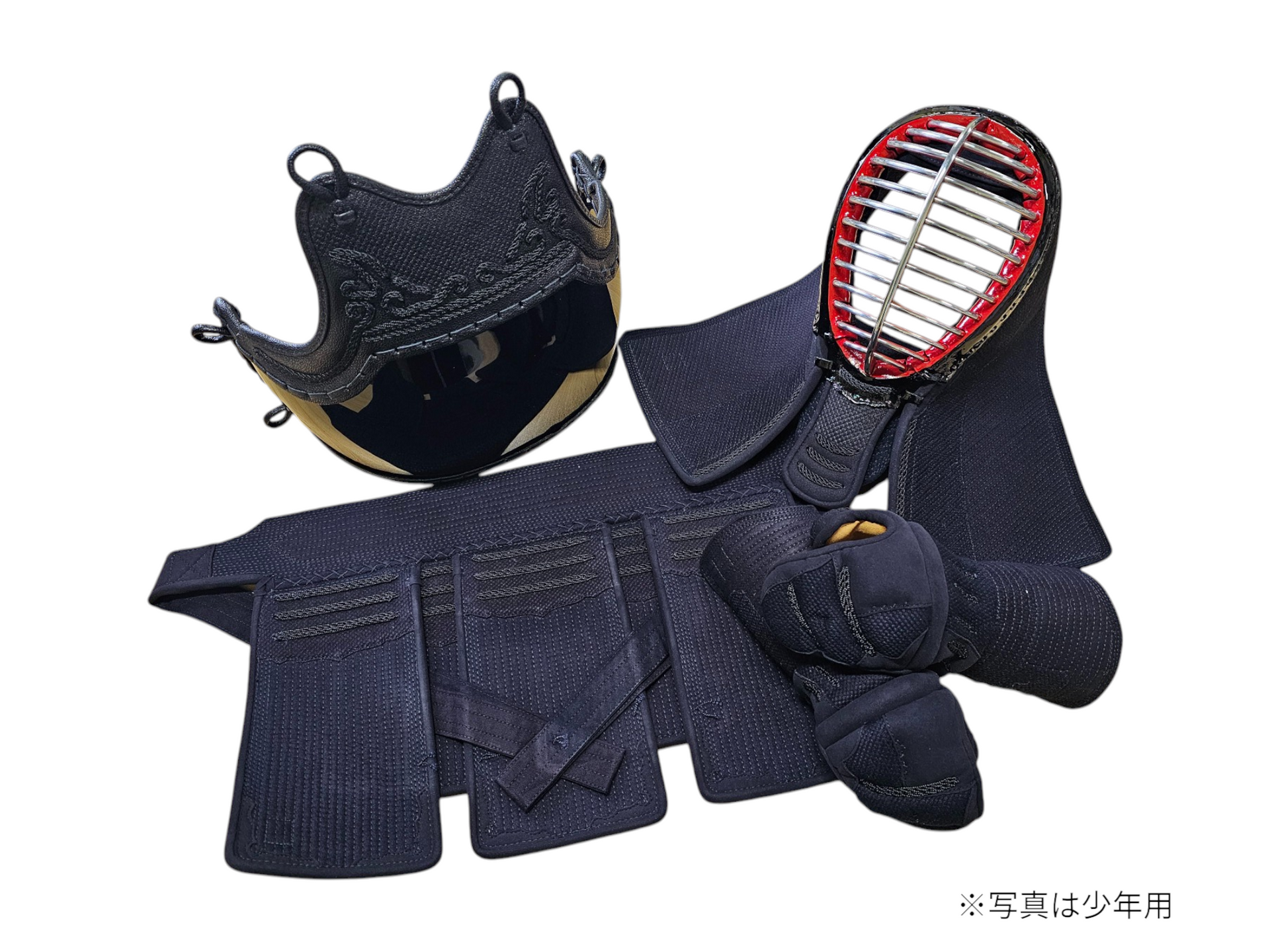 【美品】中学剣道防具、防具袋一式 西日本武道具 剣道 防具セット BLUS 6mm 総織刺（面紐・面乳革付